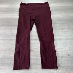Lululemon Pants Womens 6 Burgundy‎ High Rise Align Crop Mesh Panel Athletic Yoga
